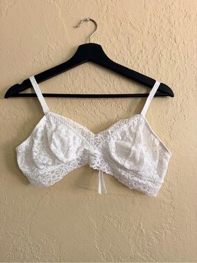 Lace Unlined Bralette with Adjustable Straps — White